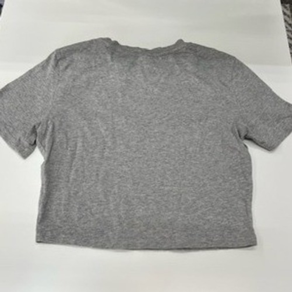 Womens Heather Gray Short Sleeve Cropped Crew Neck T-Shirt Small Basic Tee - Picture 3 of 3